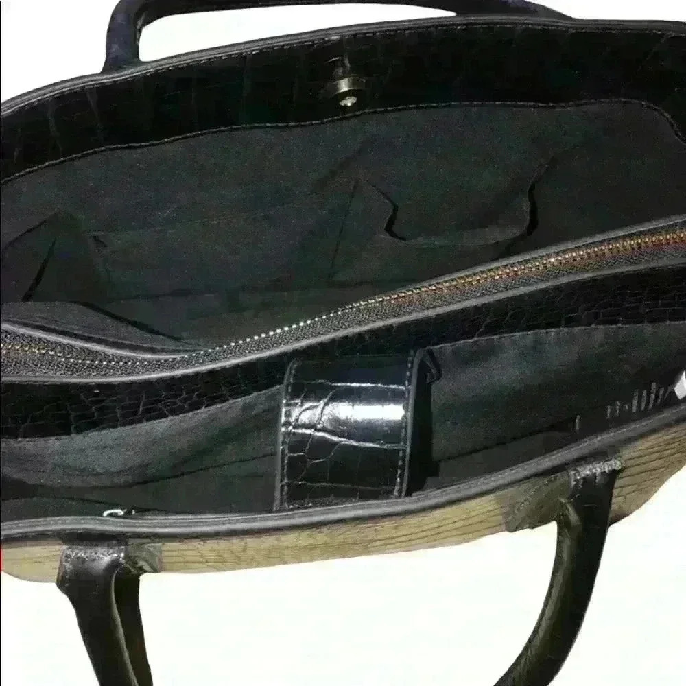 Bebe Black Crocodile Satchel with Card Case - Picture 11 of 12